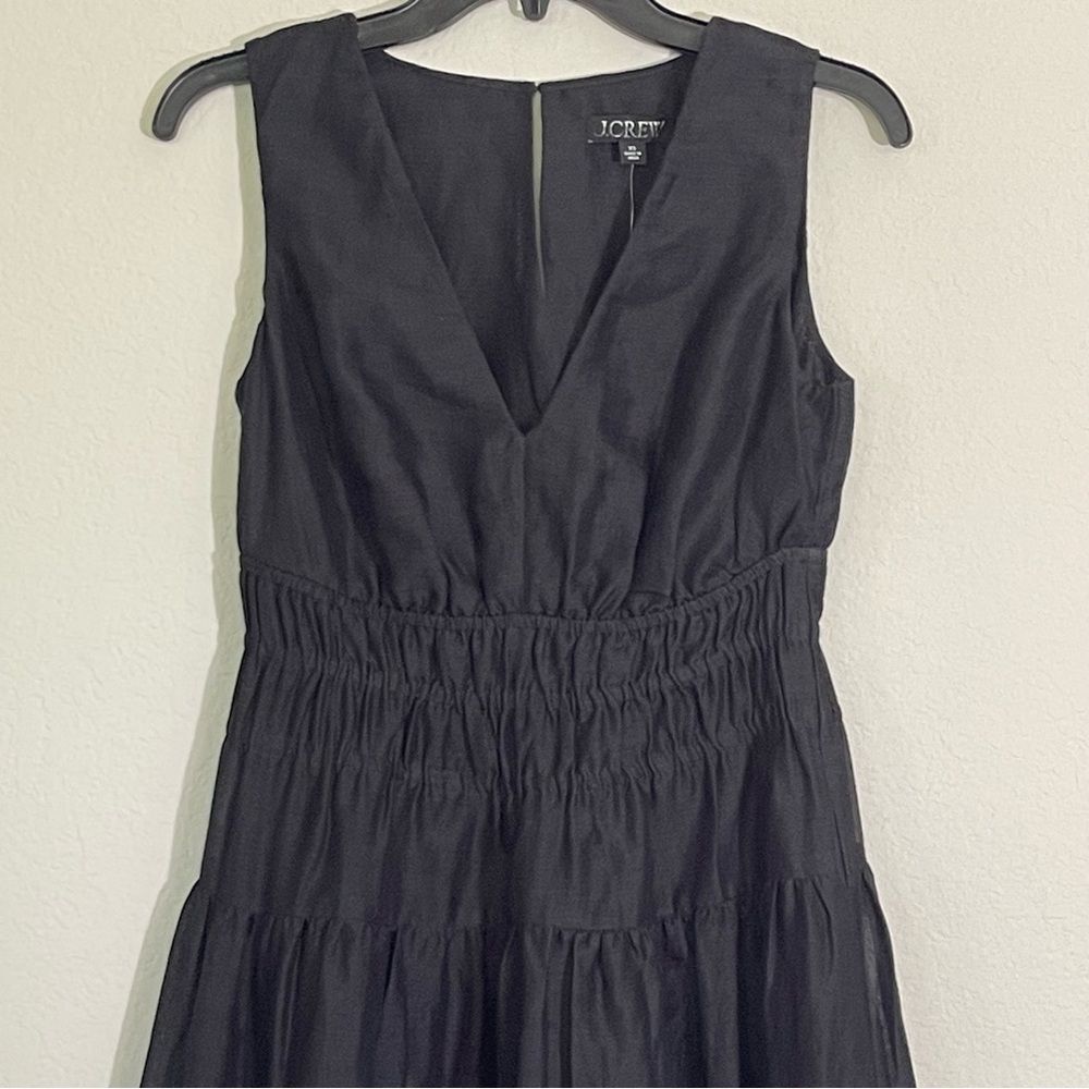 J Crew Hyacinth V-Neck Dress in Ramie in Black Size XS NWT - Picture 6 of 15